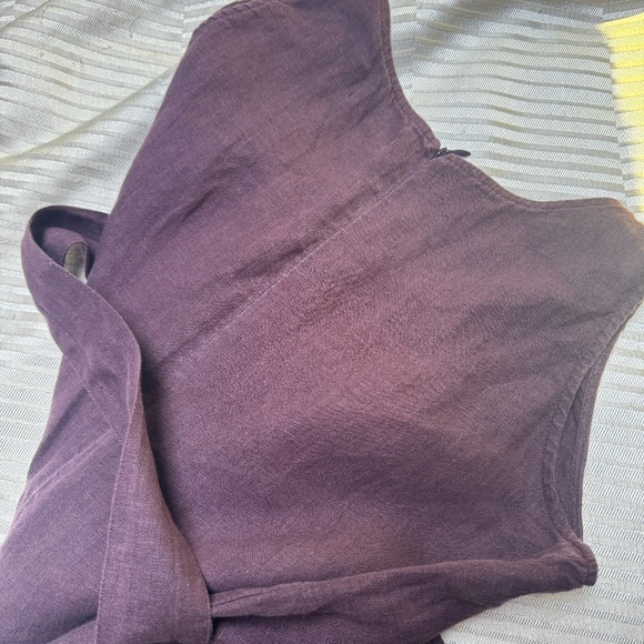 Plum Purple Linen Jumpsuit | Fall Ladies Romper | One Peice Natural Ware - Picture 5 of 5